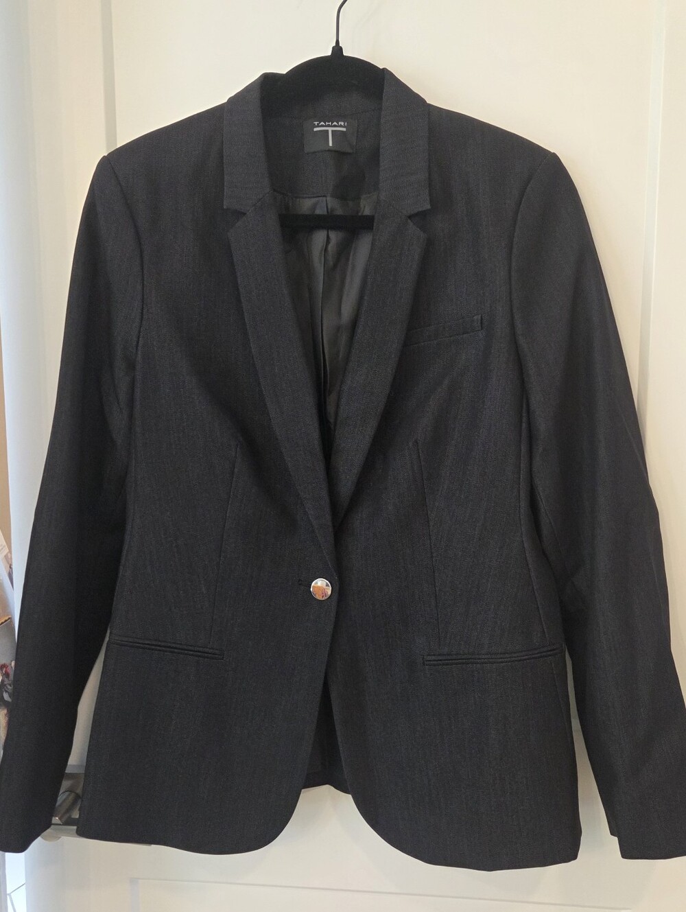 Tahari Women's Blazer Indigo Single Button Tailored  Capsule Classic Career 10